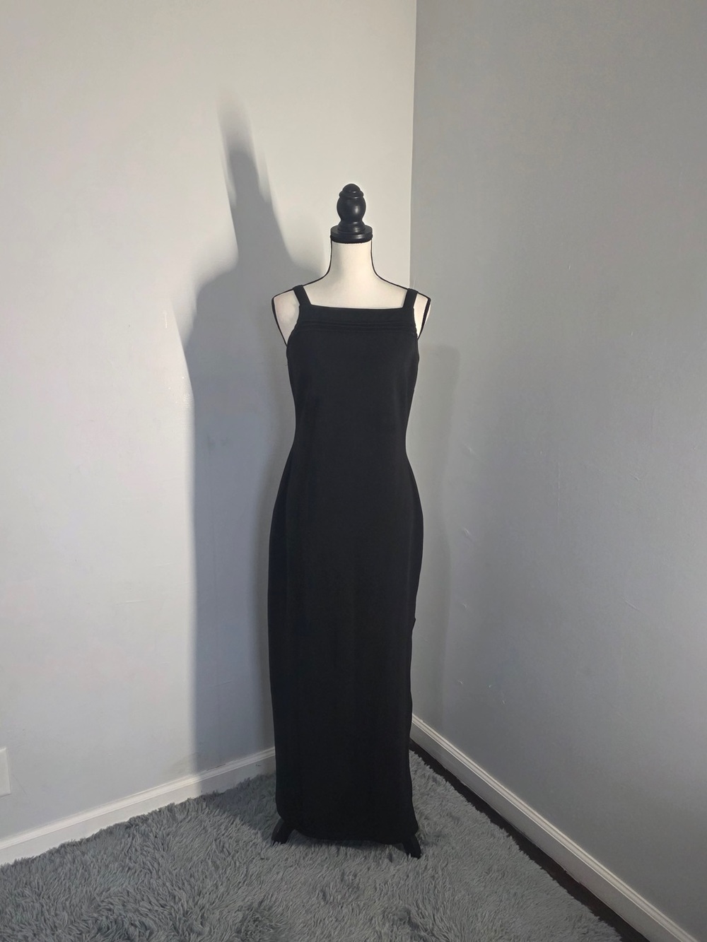 Rampage Black Maxi Slip Dress with Square Neck